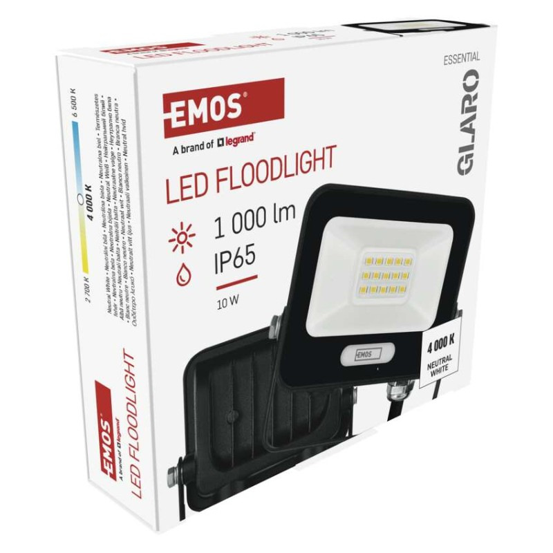 LED reflektor GLARO 10W, čierny, IP65, 1000 lm, neutrálna biela 13