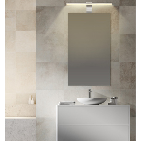 Nástenné svietidlo kov nikel matný, akryl biely, IP44, ŠxV: 608x80mm, H: 150mm, vrátane LED 10W 230V 1