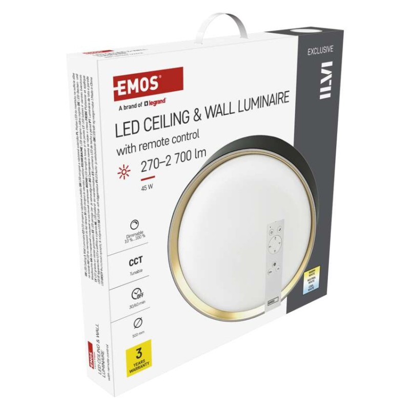 LED nástenné svietidlo ILVI, kruhové 45 W, stmievanie + CCT, čierna + šampanská 13