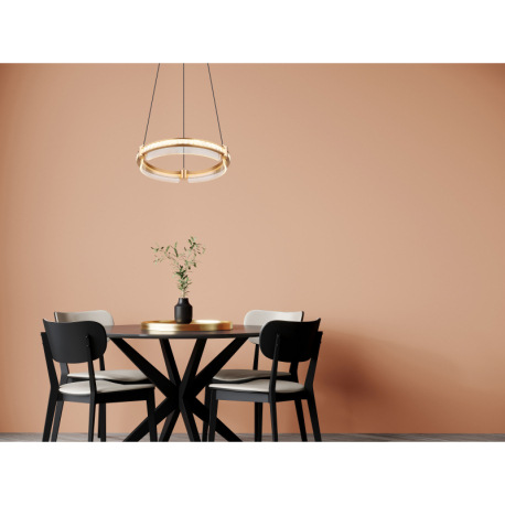 Závesné svietidlo, kov zlatej farby, hliník zlatej farby brúsený, krištále K5 číre, akryl číry, stmi 2