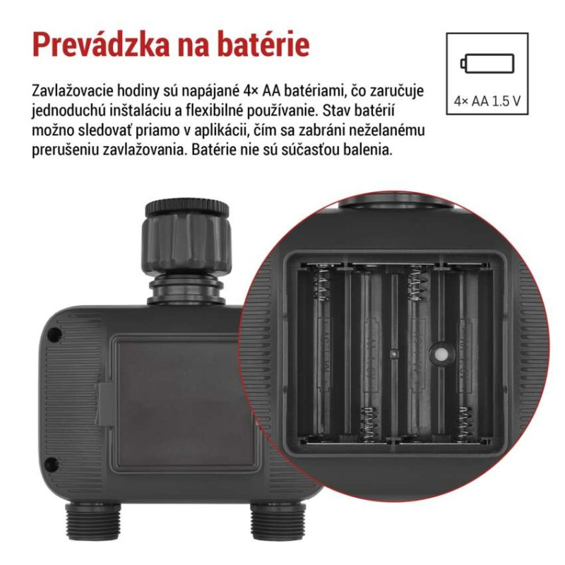 Časovač zavlažovania GoSmart, Bluetooth 5.0, 2 výstupy 2