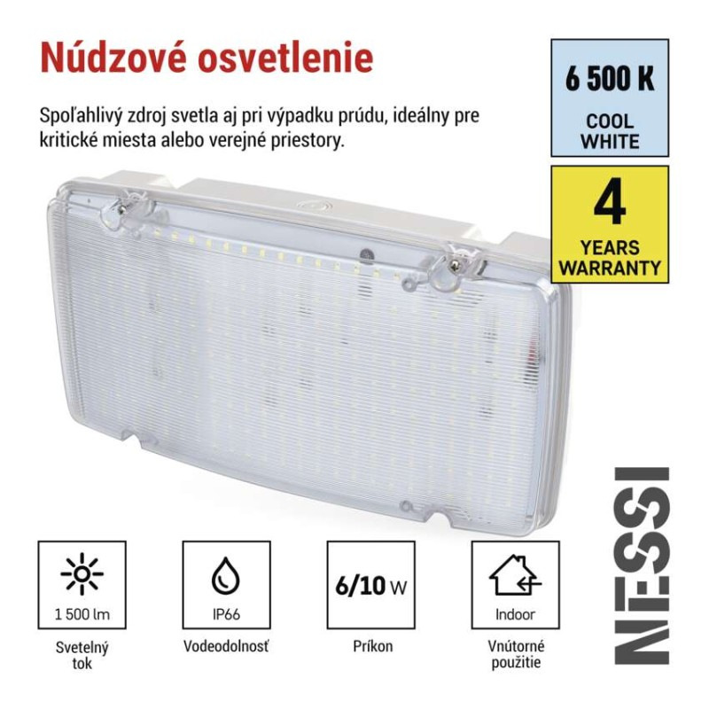 LED Núdzové svietidlo NESSI 10W 3h IP66 1