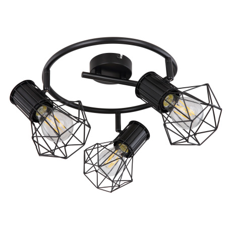 Stropné svietidlo, kov čierny, Ø285, V: 190, bez žiaroviek 3xE27, max. 40W 230V 3