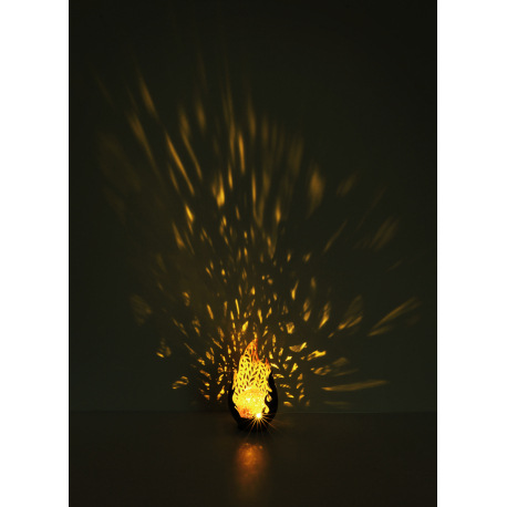 Solárne svietidlo, kov čierny, kov zlatý, dekoratívne dierovanie, plast čierny, sklo jantár, imitáci 9