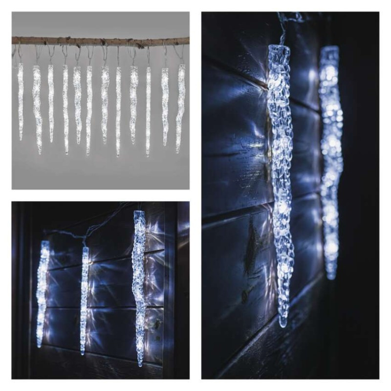 LED vianočná girlanda – cencúle, 12 ks, 3,6 m, vonk. a vnút., studená biela 8