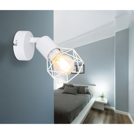 Nástenné svietidlo, kov biely, ŠxV:80x135, H: 90, bez žiarovky 1xE14, max. 40W 230V 1