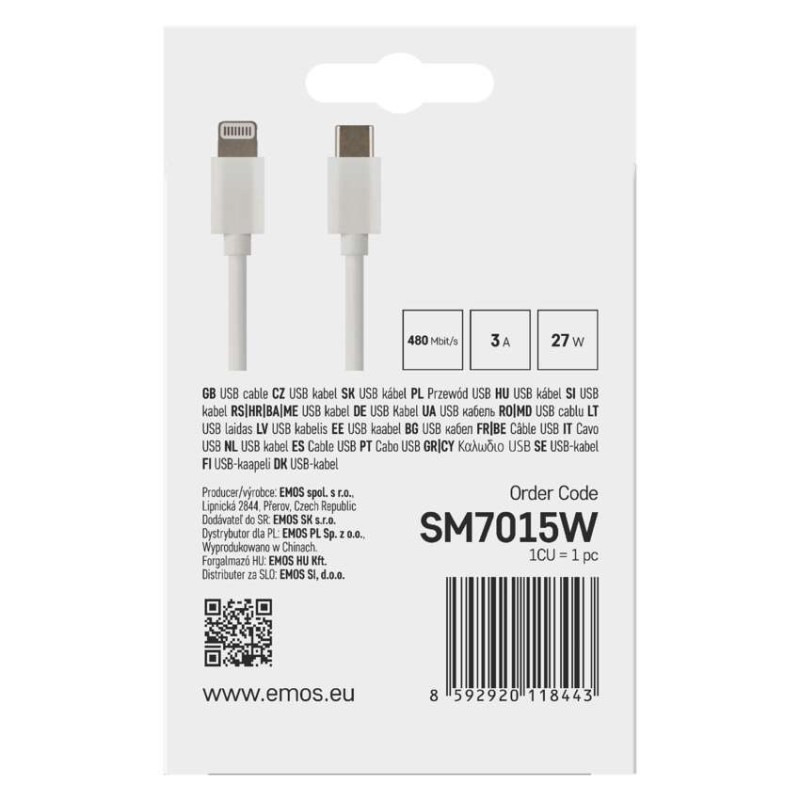 Nabíjací a dátový kábel USB-C 2.0 / Lightning MFi, 1 m, biely 2