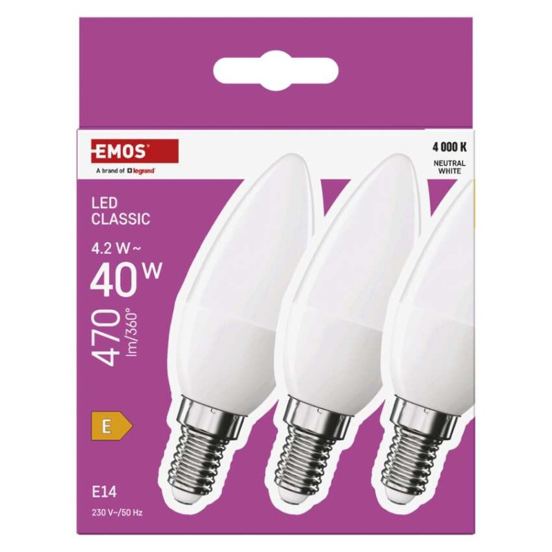LED žiarovka Classic sviečka / E14 / 4,2 W (40 W) / 470 lm / Neutrálna biela 5