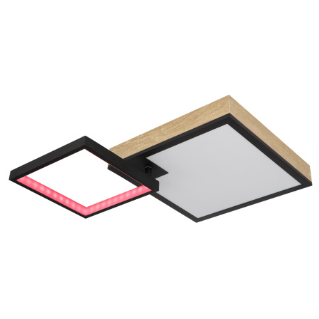 Stropné svietidlo kov čierny matný, MDF imitácia dreva, akryl biely, stmievateľné, niekoľko úrovní p 7