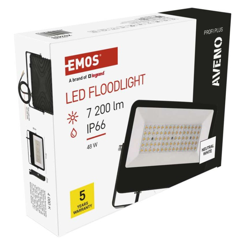 LED reflektor AVENO čierny, 48W neutrálna biela 8