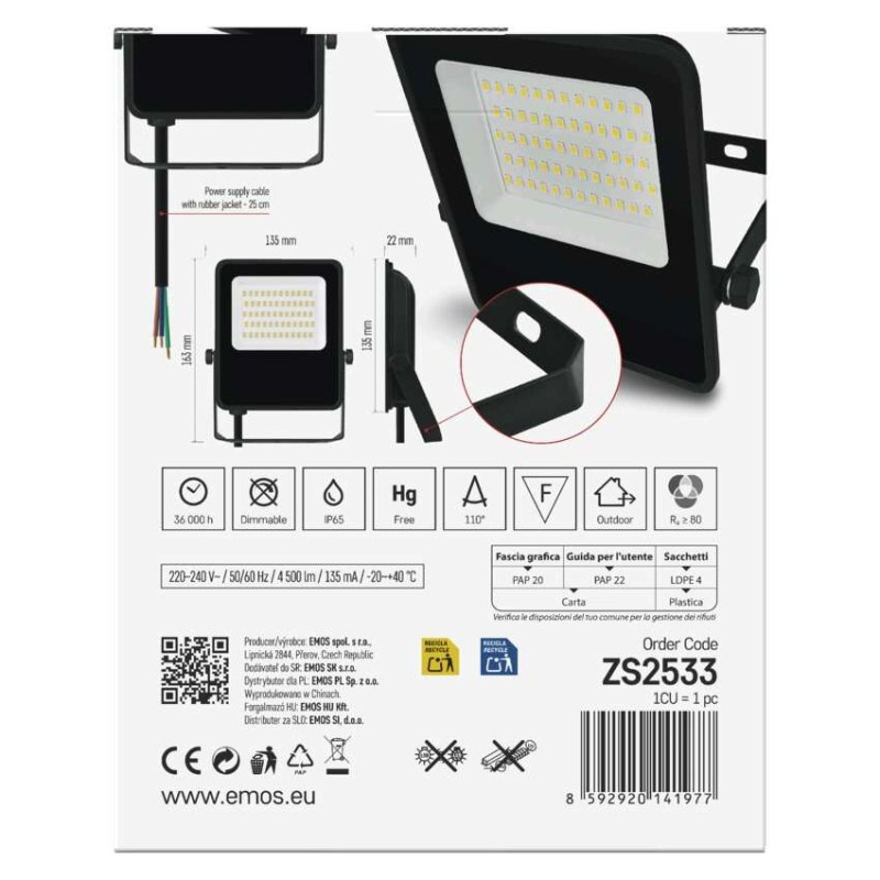 LED reflektor VISIO čierny, 30W neutrálna biela 13