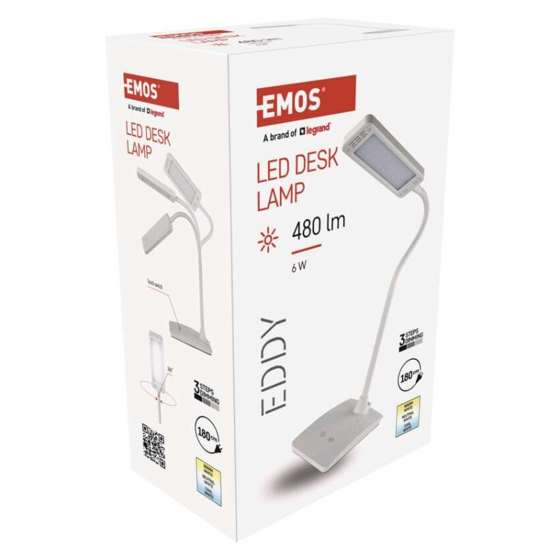 LED stolná lampa Eddy, biela 8