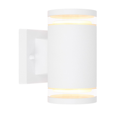 Vonkajšie svietidlo, hliník biely, sklo priehľadné, svieti hore aj dole, IP44, ŠxV:100x163, H:130, b 12