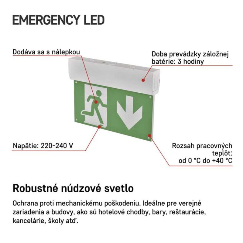 LED Núdzové svietidlo CESSI 3W 3H MT 1