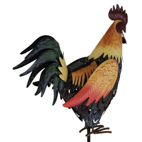 Solárne svietidlo, kov hnedý, čierny, žltý, oranžový, vypínač, batéria AAA 300mAh 1,2V, IP44, kohúti 9