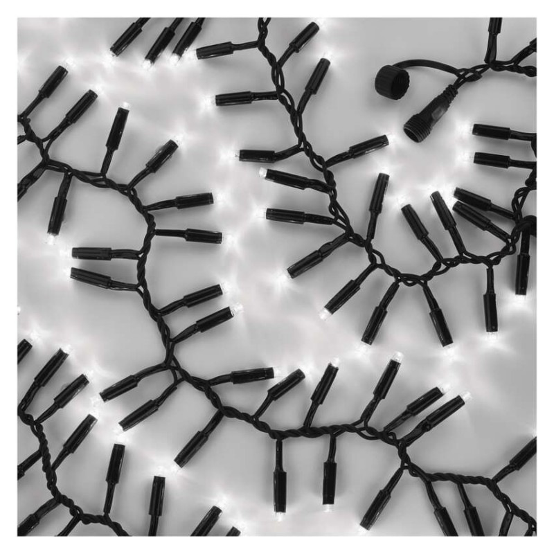 Profi LED spojovacia reťaz čierna – cluster, 3m, vonkaj. aj vnútorná, studená biela 9