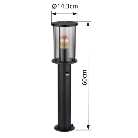 Vonkajšie svietidlo nerezová oceľ čierna matná, sklo dymovej farby, kovové tyče čierne matné, vrátan 7
