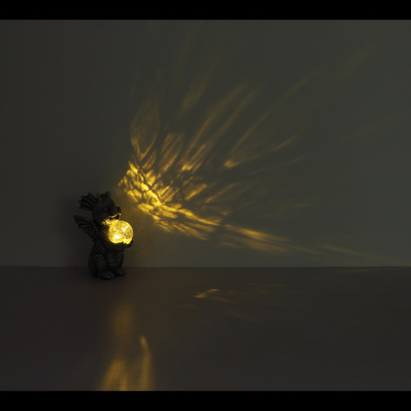 Solárne svietidlo, plast sivý matný, sklenená guľa číra s efektom prasknutého skla, vypínač, batéria 6