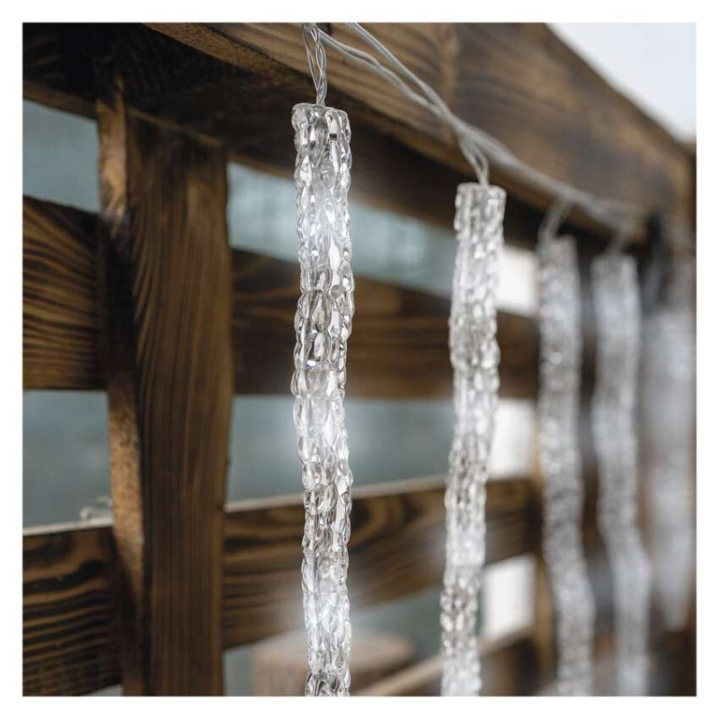 LED vianočná girlanda – cencúle, 12 ks, 3,6 m, vonk. a vnút., studená biela 3