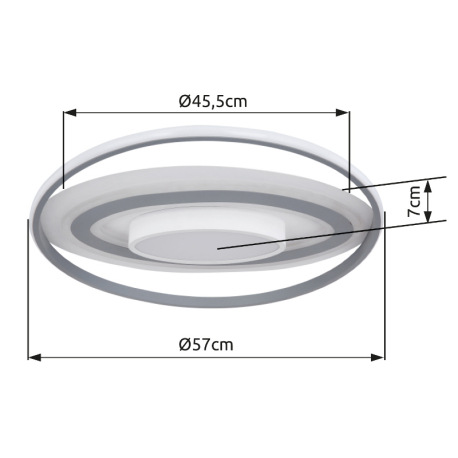 Stropné svietidlo, hliník biely, plast biely, plast sivý, pamäťová funkcia, nočné svetlo, stmievateľ 16