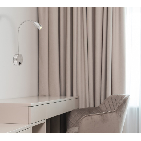 Nástenné svietidlo, kov nikel, plast čierny, Flexo, vypínač, ŠxV:90x500, H:400 vrátane 1xLED 3W 230V 1