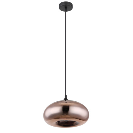 Závesné svietidlo, kov čierny, sklo medenej farby, Ø280, V:1200, bez žiarovky 1xE27, max. 60W 230V 8