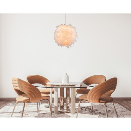 Závesné svietidlo, plast biely, textil biely, tienidlo s bielym perím, vrátane zavesenia, ø600 V:130 4