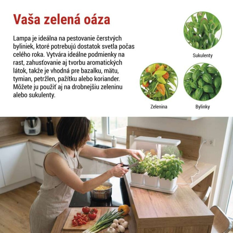 LED GROW pestovateľská lampa 7 W, časovač, stmievateľná lampa, biela 7