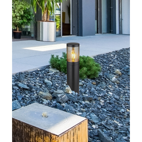 Vonkajšie svietidlo nerezová oceľ čierna matná, plast dymovej farby, smer svetla: nahor, IP44, ø: 14 1