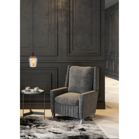 Závesné svietidlo, kov čierny, sklo dymovej farby, kábel PVC čierny, výškovo nastaviteľné, ø: 135mm, 6