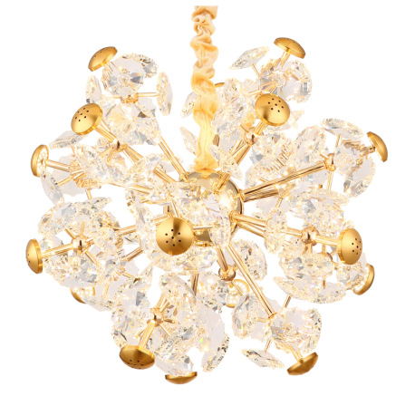 Závesná lampa, kov, zlatá, krištáľovo číre sklo, ø: 500mm, V: 1250mm, vrátane LED 52W 230V, zdroj 56 11