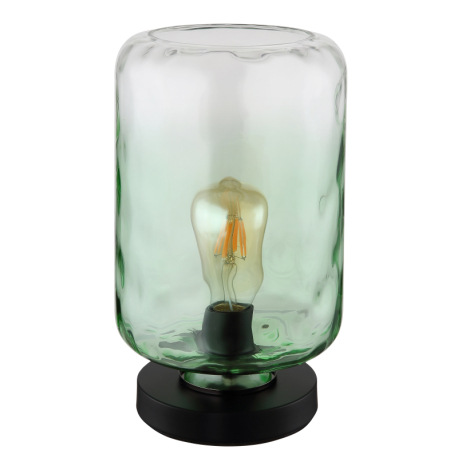 Stolná lampa, kov čierny matný, sklo zelené/číre, kábel PVC čierny, kolískový vypínač na kábli, ø: 1 3
