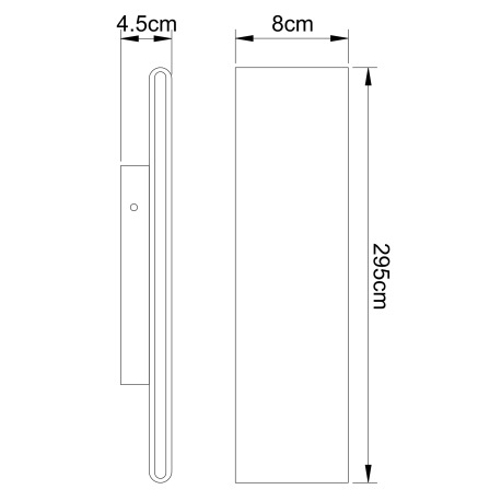 Nástenné svietidlo, hliník biely, akryl biely, svieti hore a dole, vypínač, ŠxV:295x80, H:45, vrátan 2