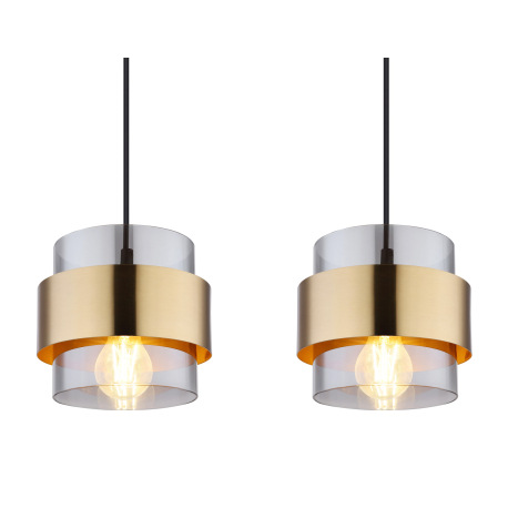 Závesné svietidlo, kov čierny matný, sklo, mosadz, DxŠxV: 1110x180x1200mm, bez žiaroviek 4x E27, max 17