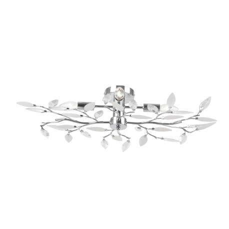 Stropné svietidlo, kov, chróm, akrylové krištále priehľadné a satinované, Ø 620, V: 150, bez žiarovi