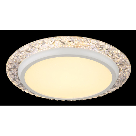 Stropné svietidlo, kov biely, plastové krištále číre, plast biely s trblietavým efektom, ø: 400 mm, 2