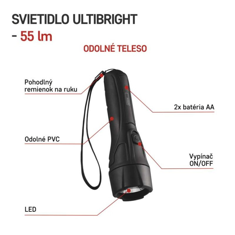 LED ručné svietidlo P3210, 55 lm, 2× AA 1