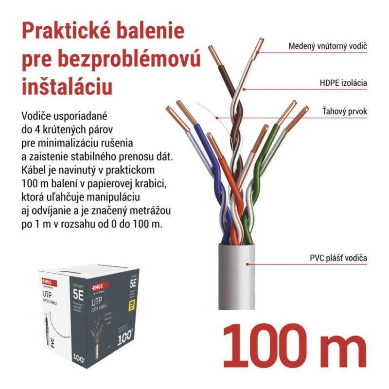 Datový kábel UTP 5E, 100m 1