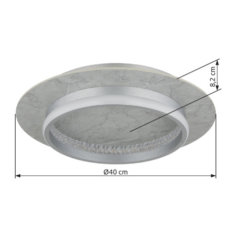 Stropné svietidlo, kov strieborný matný, MDF, hliník strieborný brúsený, akrylové kryštály číre, nie 14