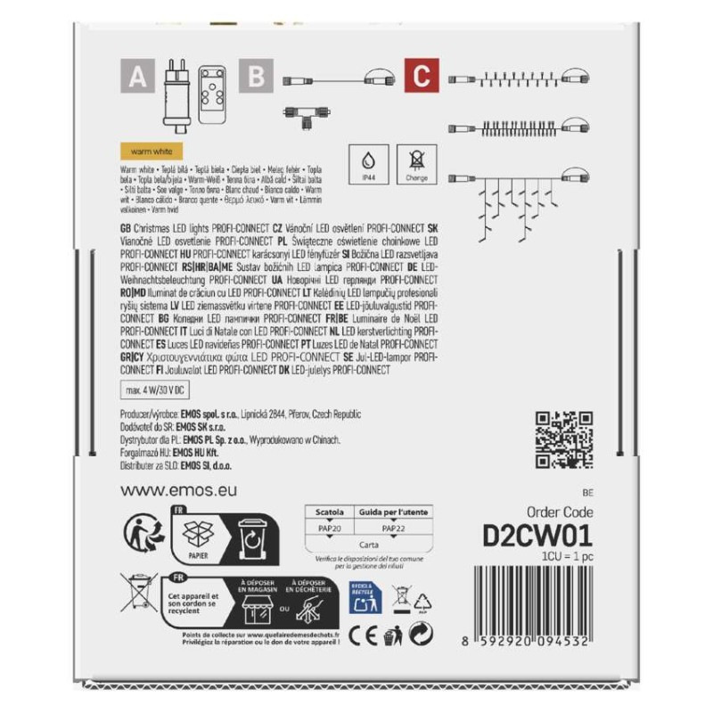 Profi LED spojovacia reťaz čierna – cencúle, 3 m, vonkajšia, teplá biela 11