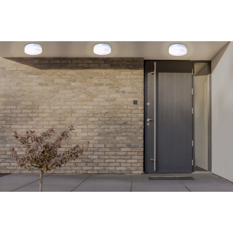 Vonkajšie svietidlo, hliník strieborná metalíza, sklo biele, IP44, Ø 240, V: 65, bez žiaroviek 2xE27 2