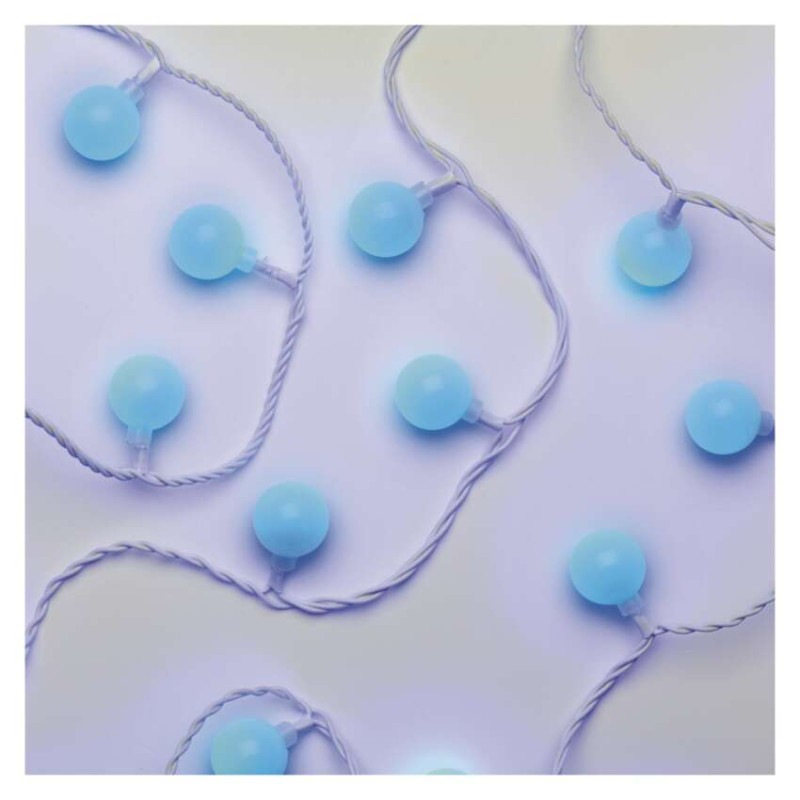 LED svetelná cherry reťaz – guličky 2,5 cm, 4 m, vonkajšia aj vnútorná, modrá, časovač 5