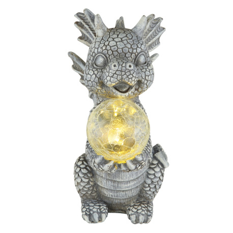 Solárne svietidlo, plast sivý matný, sklenená guľa číra s efektom prasknutého skla, vypínač, batéria 11