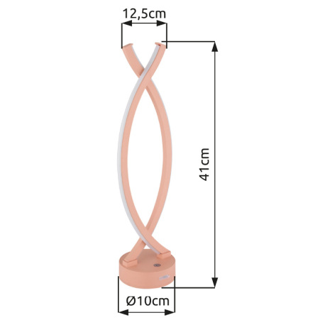 Nabíjateľná stolová lampa, plast farba biela a broskyňová, dotykové zapnutie/vypnutie, plynulý dotyk 10