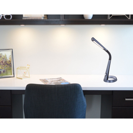 Stolová lampa, plast čierny, flexo, USB nabíjanie, nočné svetlo s RGB, stmievateľné, menič a fixácia 1