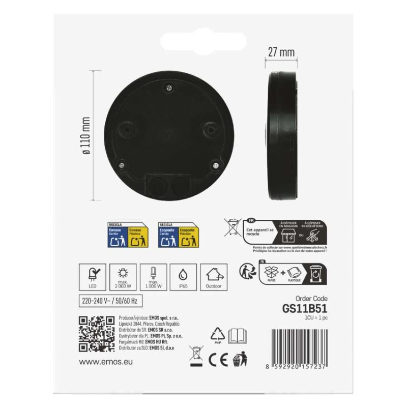 PIR senzor (pohybové čidlo) IP65 2000W, čierna 5
