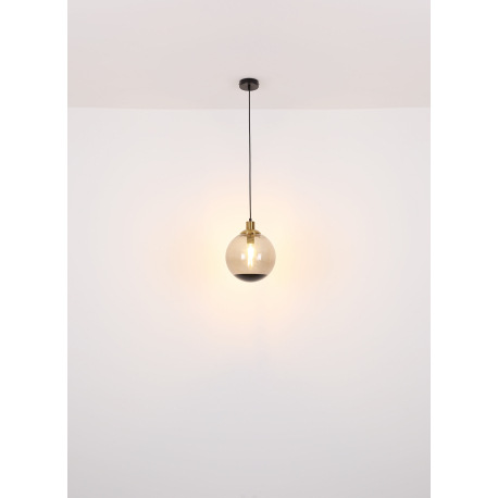 Závesné svietidlo kov čierny matný, mosadz matná, dymové sklo, kábel PVC čierny, možnosť nastavenia 13