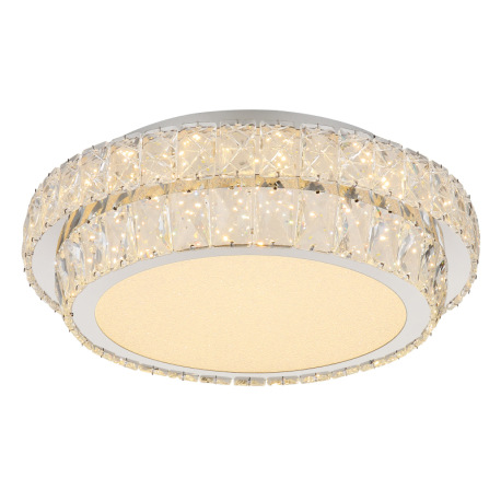 Stropné svietidlo, kov chróm, kryštály K5/akrylové číre, stmievateľné, niekoľko úrovní pomocou náste 7