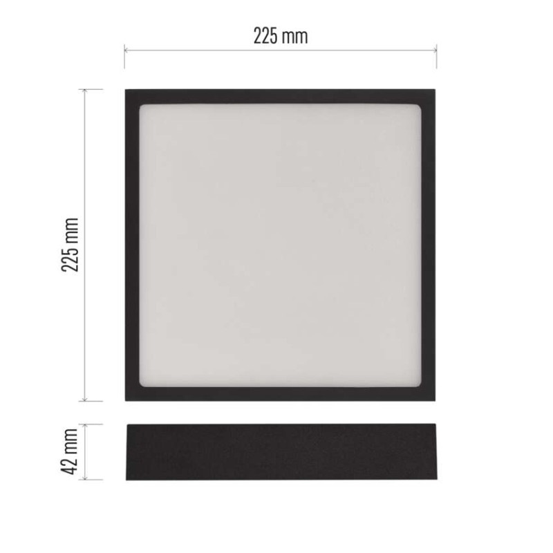 LED prisadené svietidlo, štvorec, čierne, 21W, CCT 2