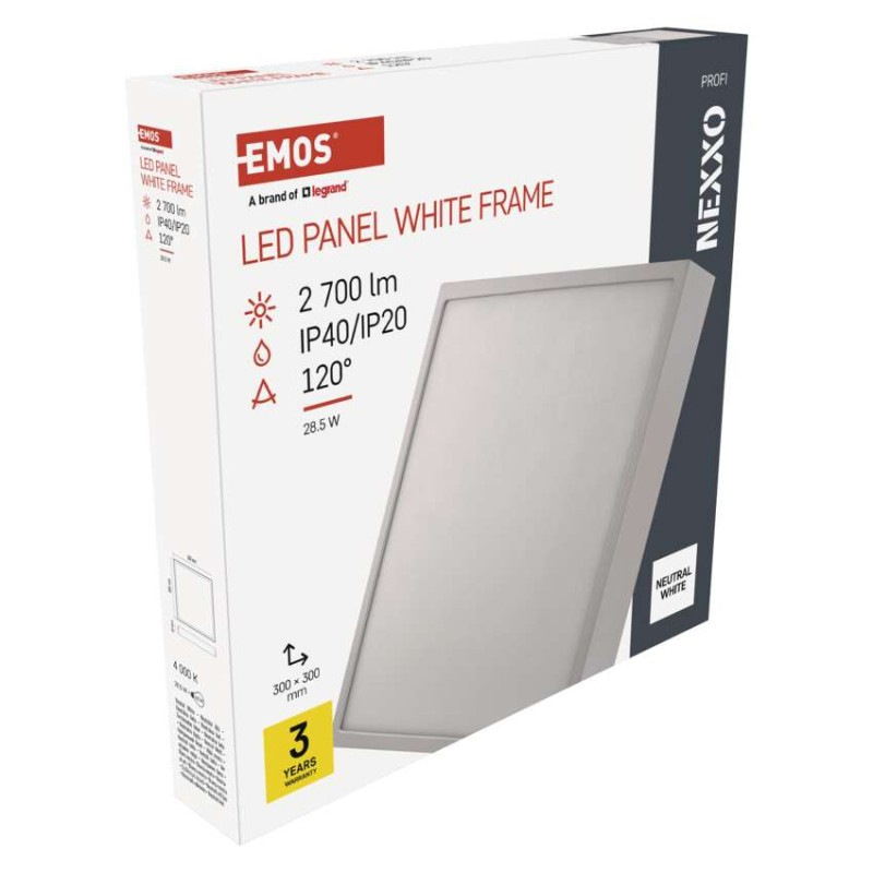 LED prisadené svietidlo, štvorec, biele, 28,5W,Neutrálna biela 8